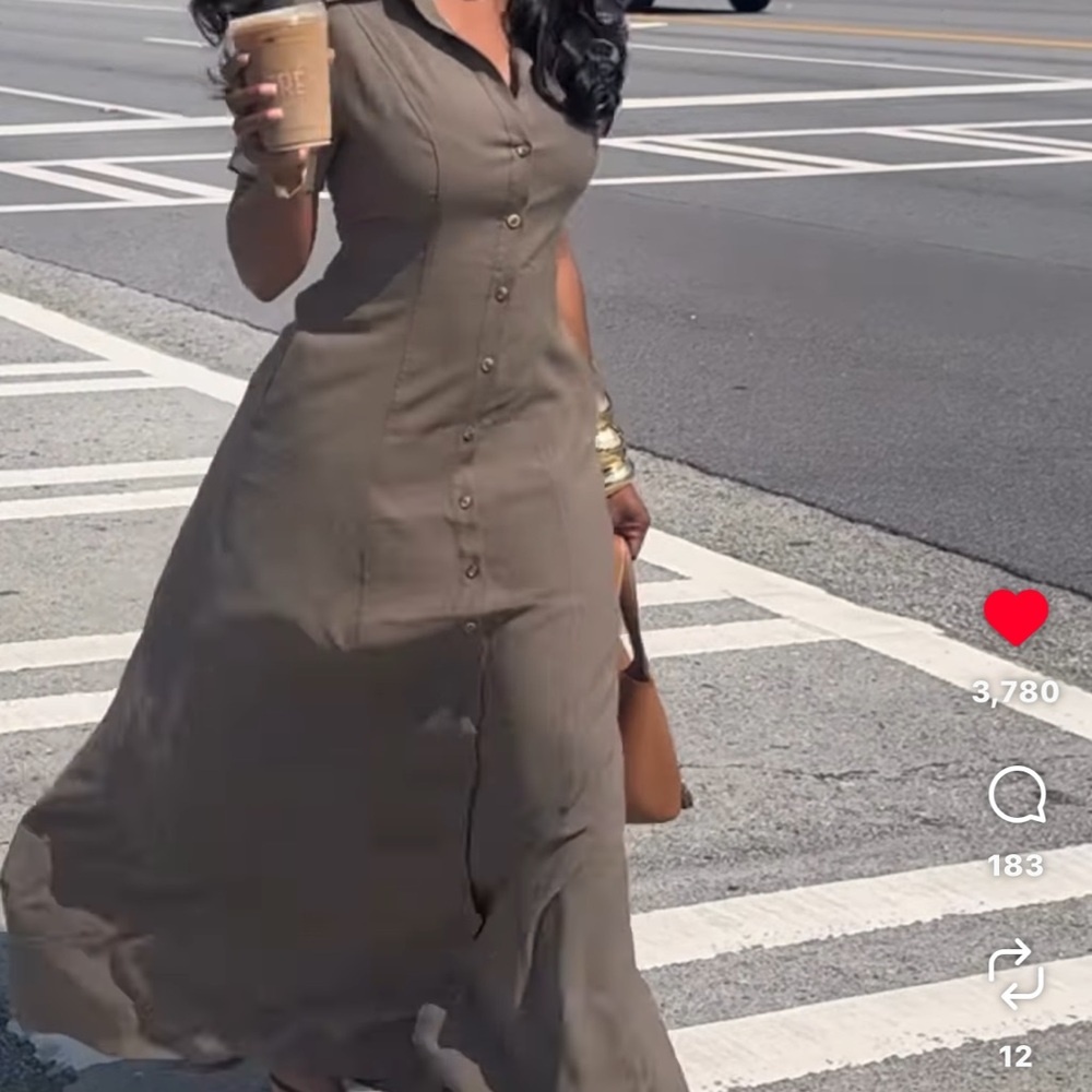 Fashion Nova Chic Brown Maxi Dress